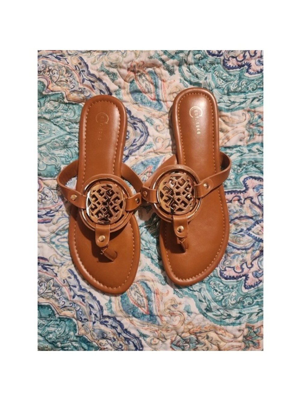 Womens Brown & Gold Sandals Size 8
